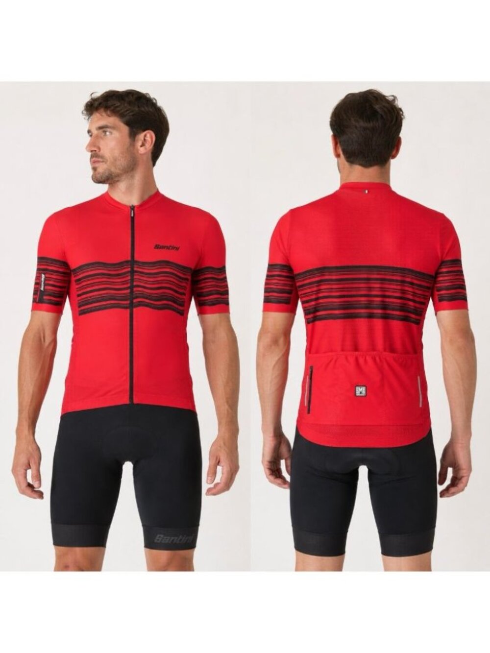 Santini Tono Profilo Cyclining Jersey XL Red Full Zip Short Sleeve Italy NWT